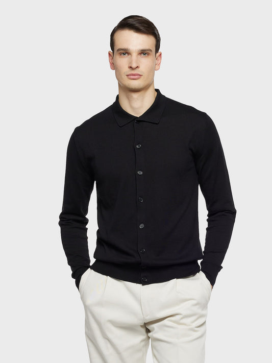 Polo a maniche lunghe in cotone nera