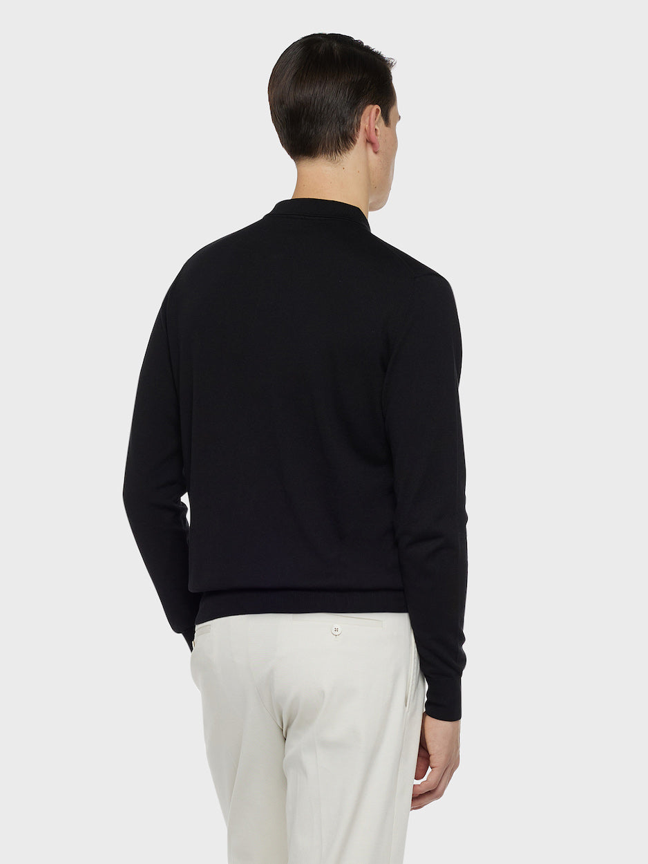 Polo a maniche lunghe in cotone nera