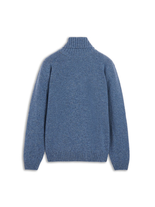 Turtleneck in blue Shetland wool