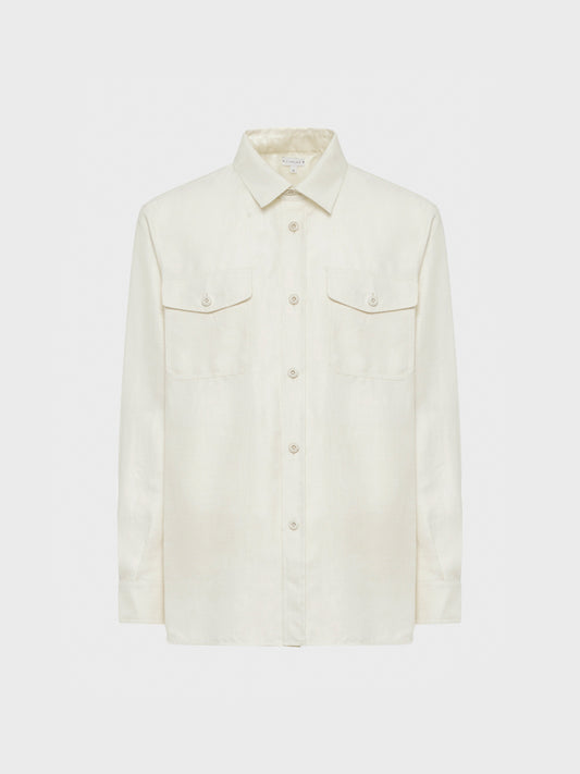Overshirt in lino-lana bianco