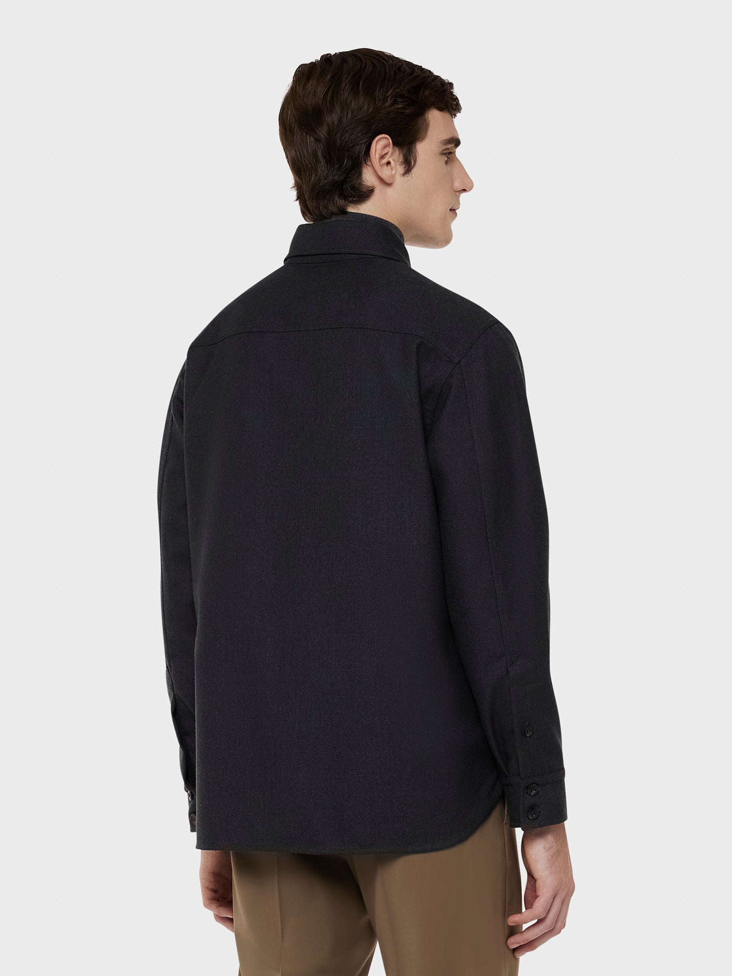 Overshirt in lana grigio antracite