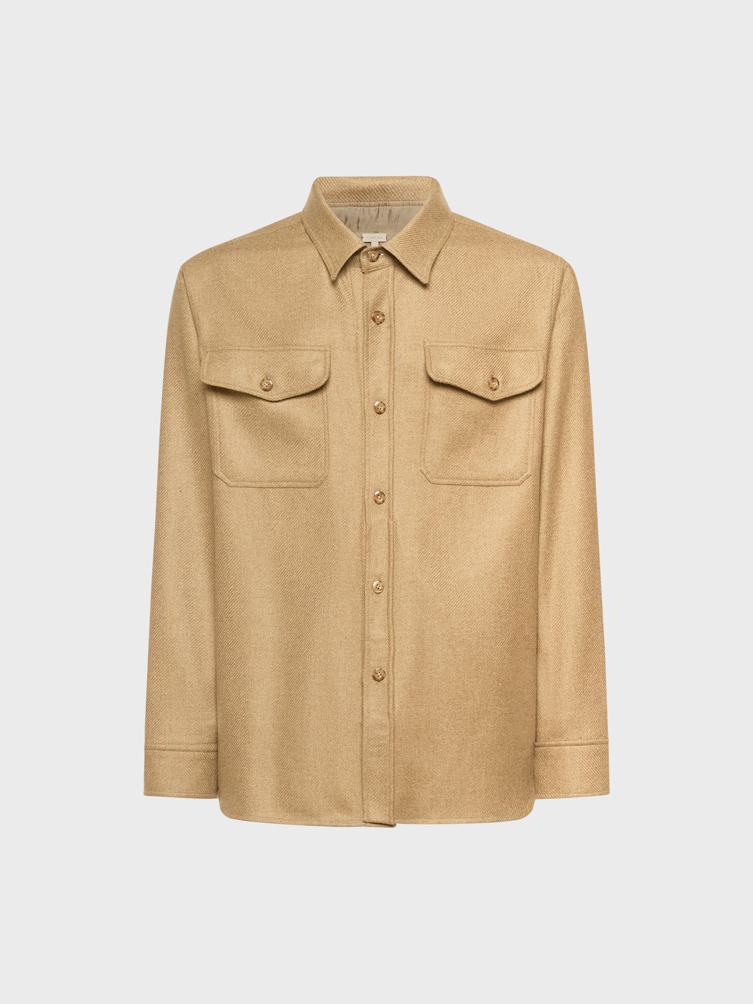 Caruso Menswear Abbigliamento Uomo Overshirt in lana e cashmere beige still