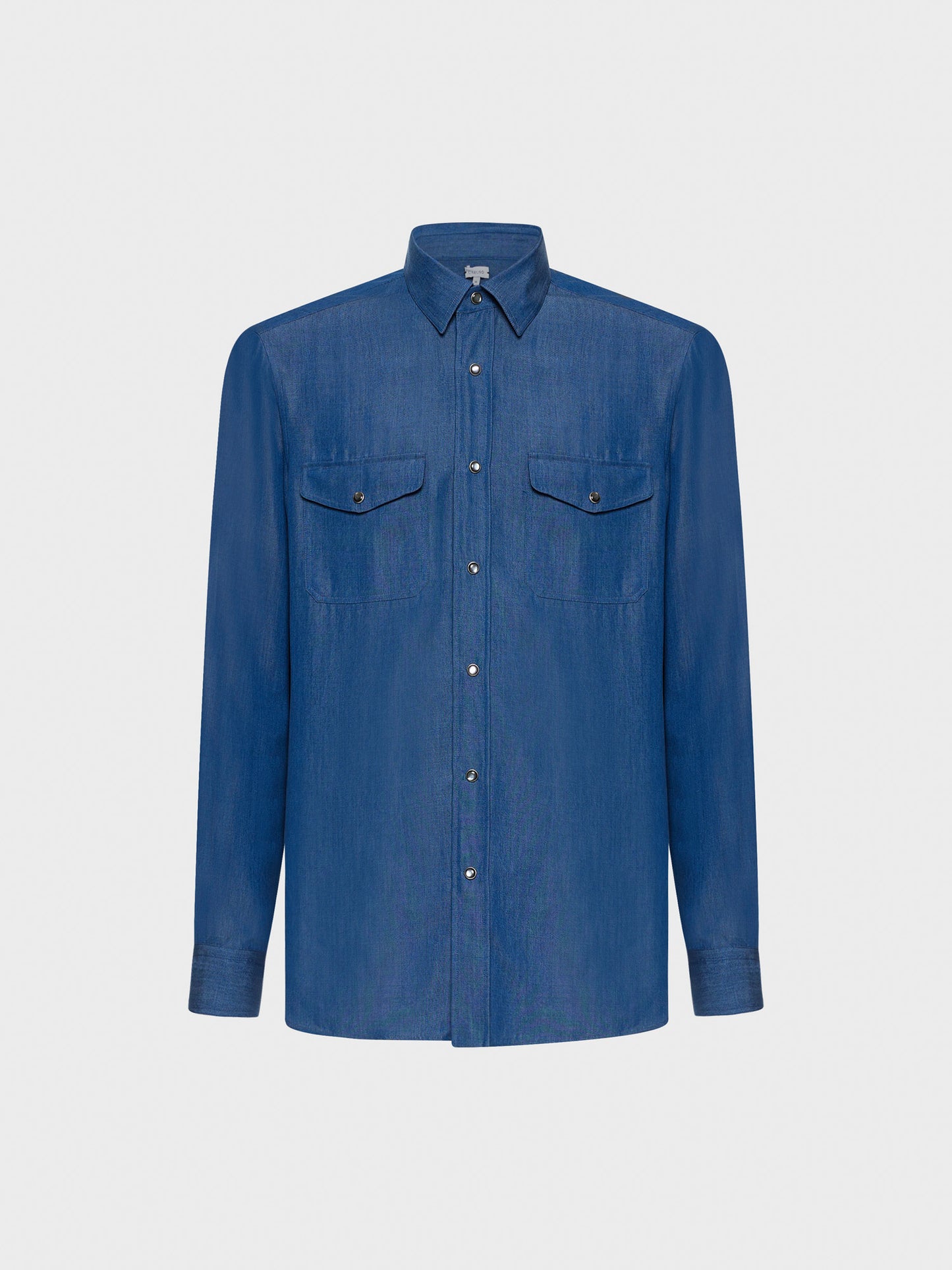 Caruso - Denim-blue tencel shirt