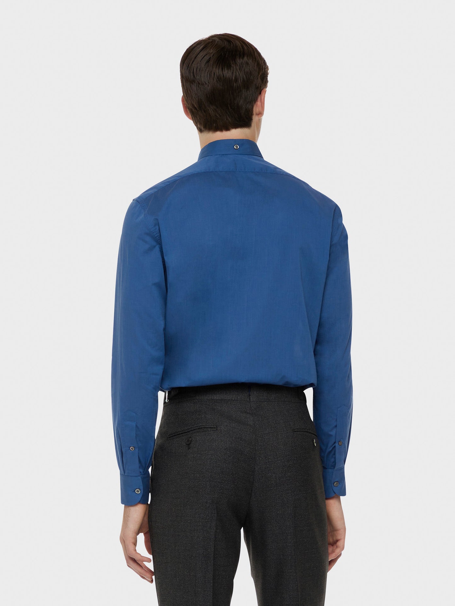 Caruso Menswear Abbigliamento Uomo Camicia coreana in cotone azzurra indossato back