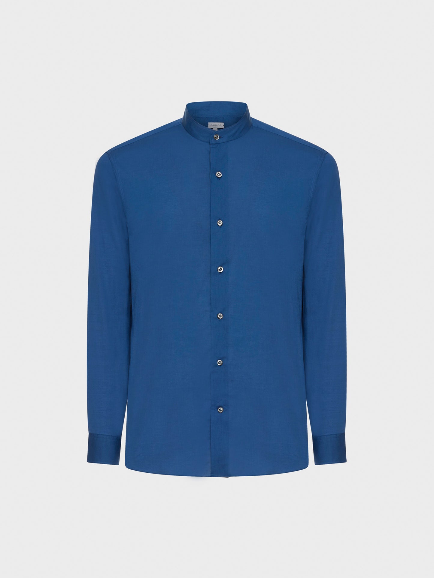 Light blue cotton shirt with a band collar Light blue cotton shirt with a band collar