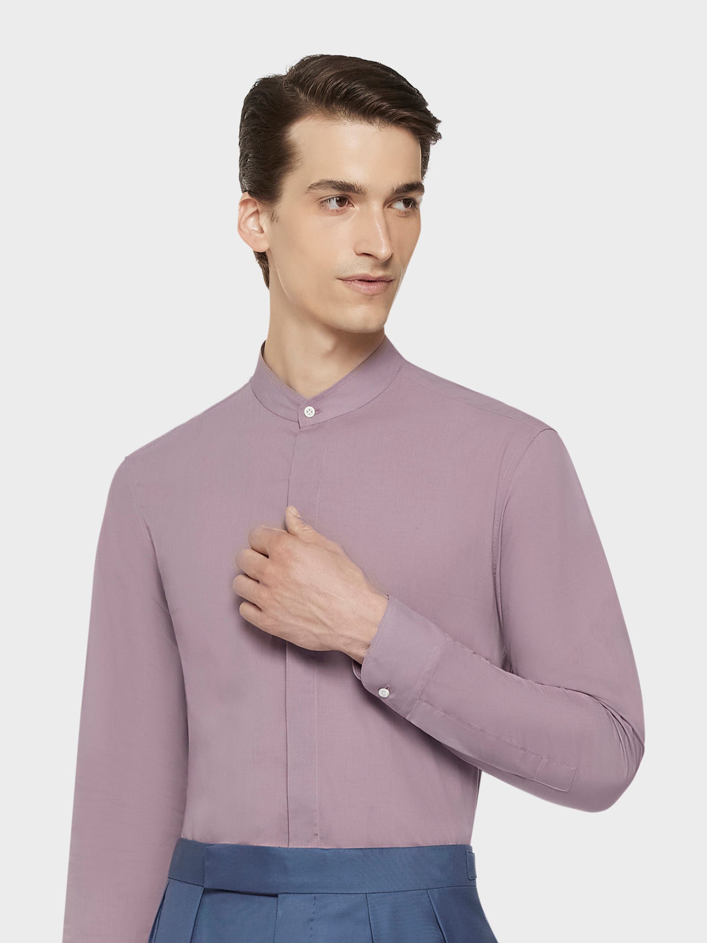 Camicia coreana in cotone malva