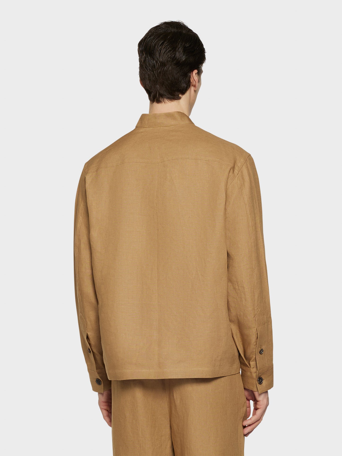 Camel overshirt in Irish linen