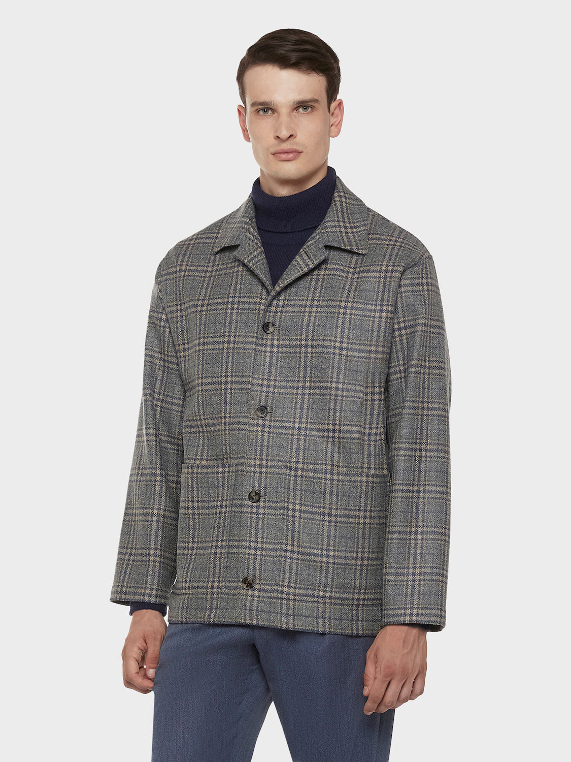 Caruso Menswear Abbigliamento Uomo Overshirt Overshirt in lana e cashmere check grigia look 1