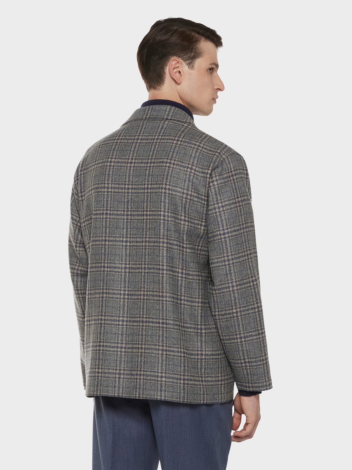 Caruso Menswear Abbigliamento Uomo Overshirt Overshirt in lana e cashmere check grigia look 6