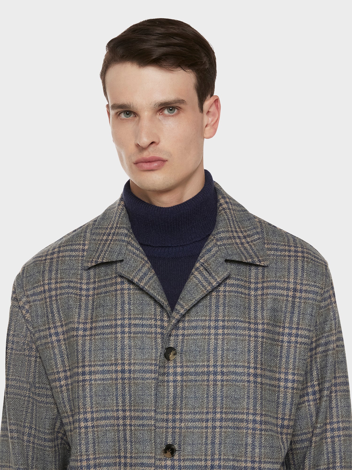 Caruso Menswear Abbigliamento Uomo Overshirt Overshirt in lana e cashmere check grigia look 4