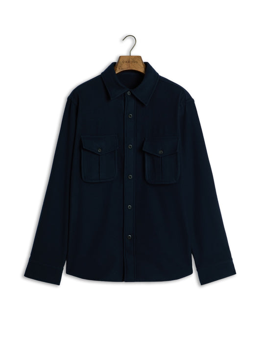Overshirt in blue 180s' wool