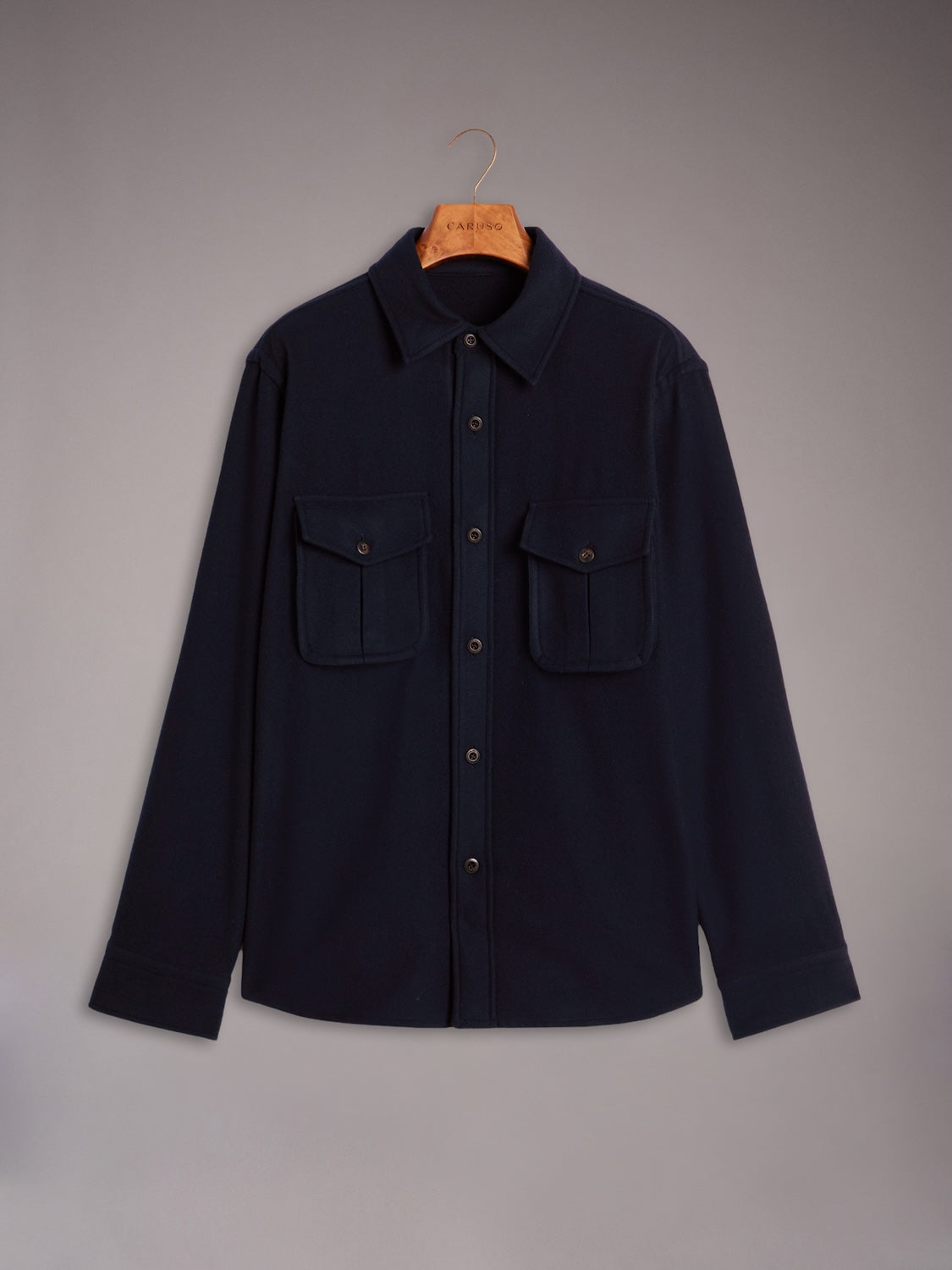 Overshirt in lana 180s' blu