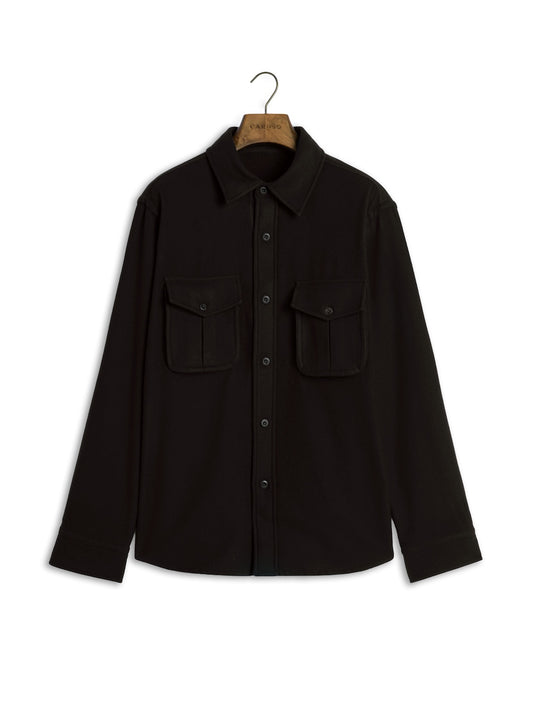 Overshirt in dark brown 180s' wool