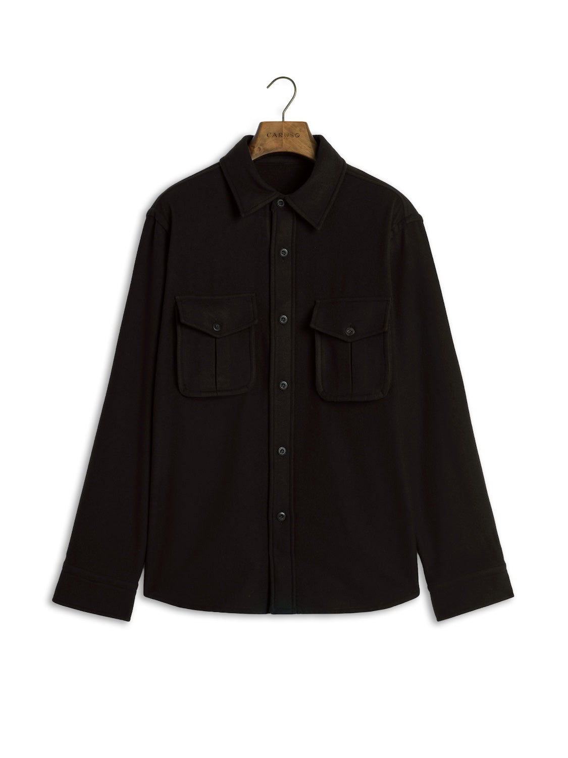 Overshirt in lana 180s' marrone scuro