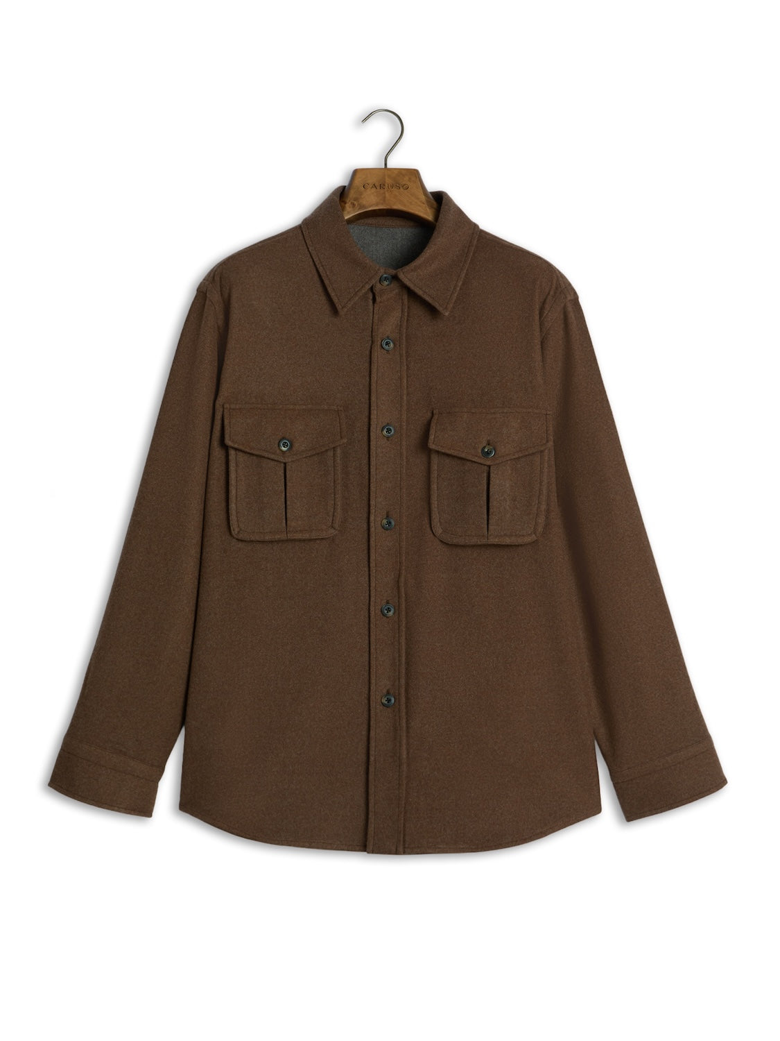 Overshirt in lana 180s' marrone tabacco