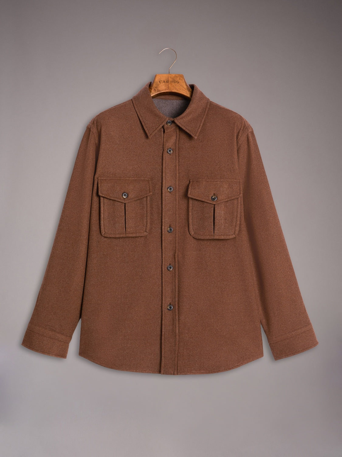 Overshirt in brown 180s' wool