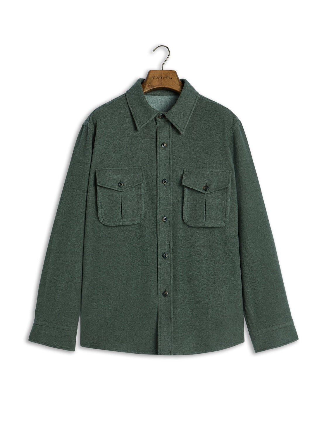 Overshirt in lana 180s' verde