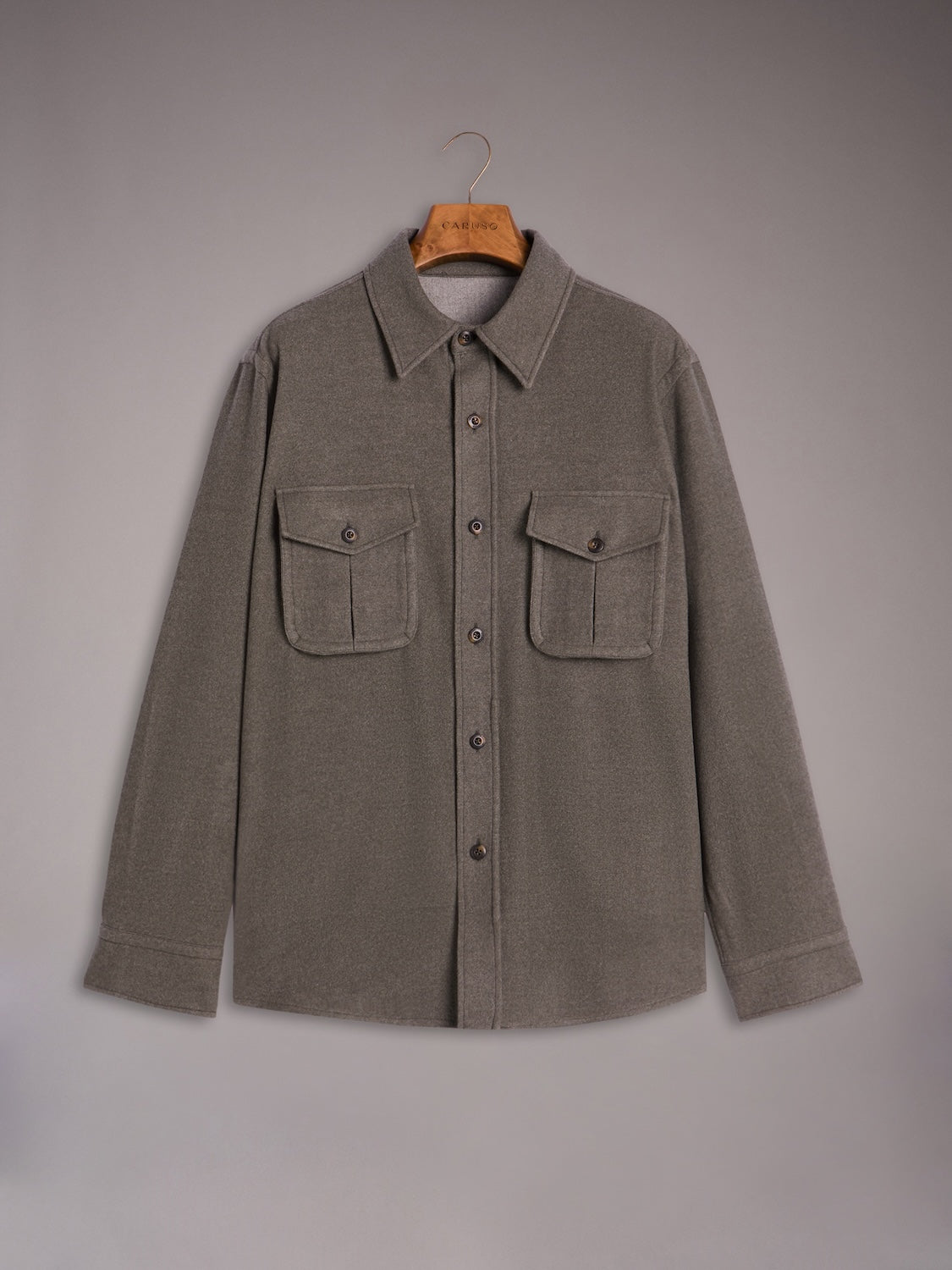 Overshirt in green 180s' wool