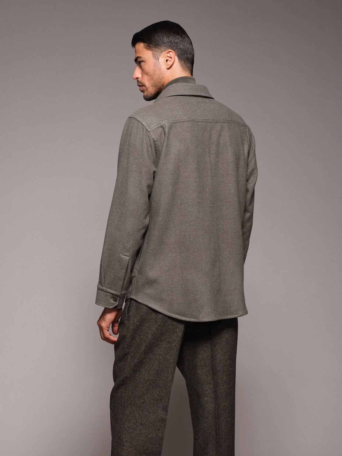 Overshirt in lana 180s' verde
