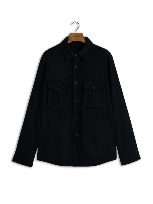 Overshirt in black 180s' wool