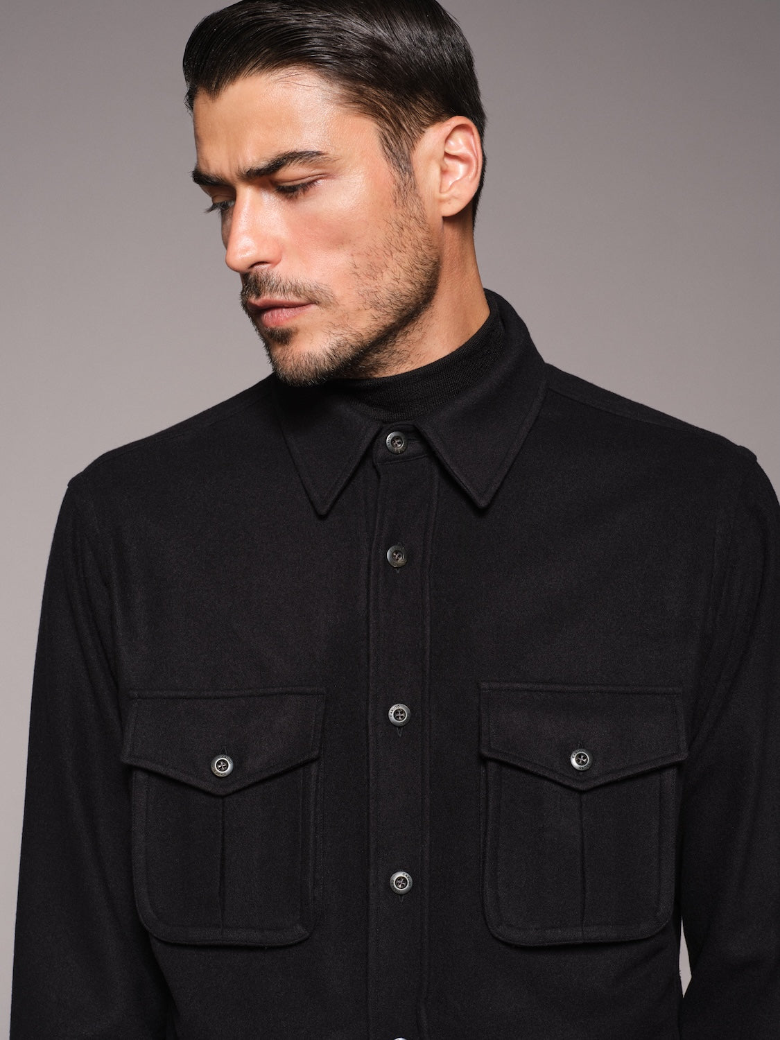 Overshirt in lana 180s' nera
