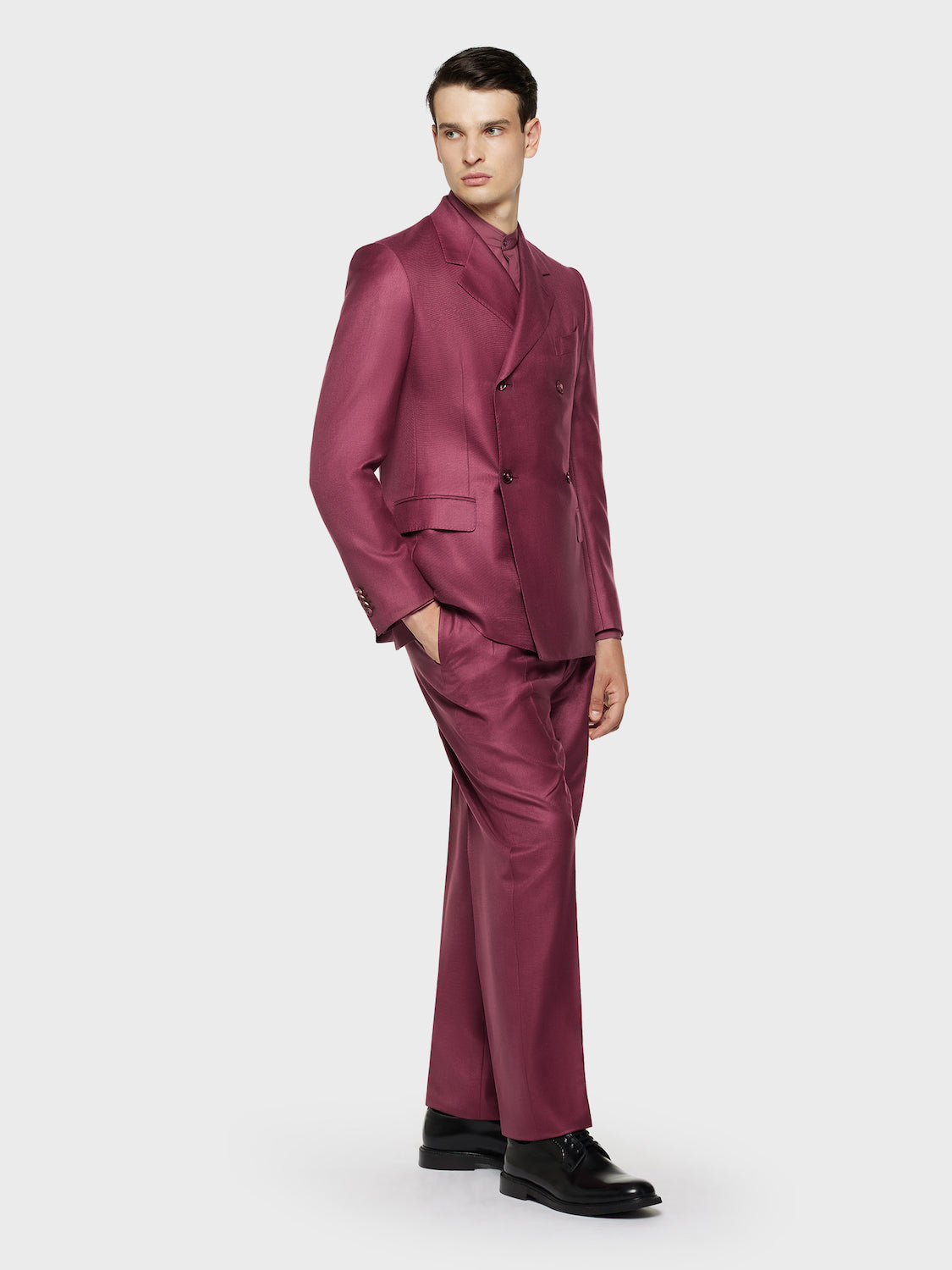 Caruso Menswear Abbigliamento Uomo Abiti Abito manon doppiopetto in cashmere e seta bordeaux look 1