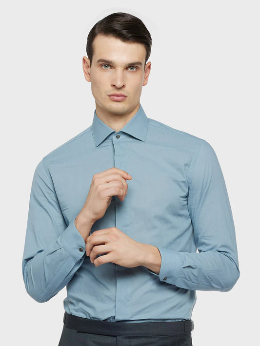 Camicia slim in cotone verde