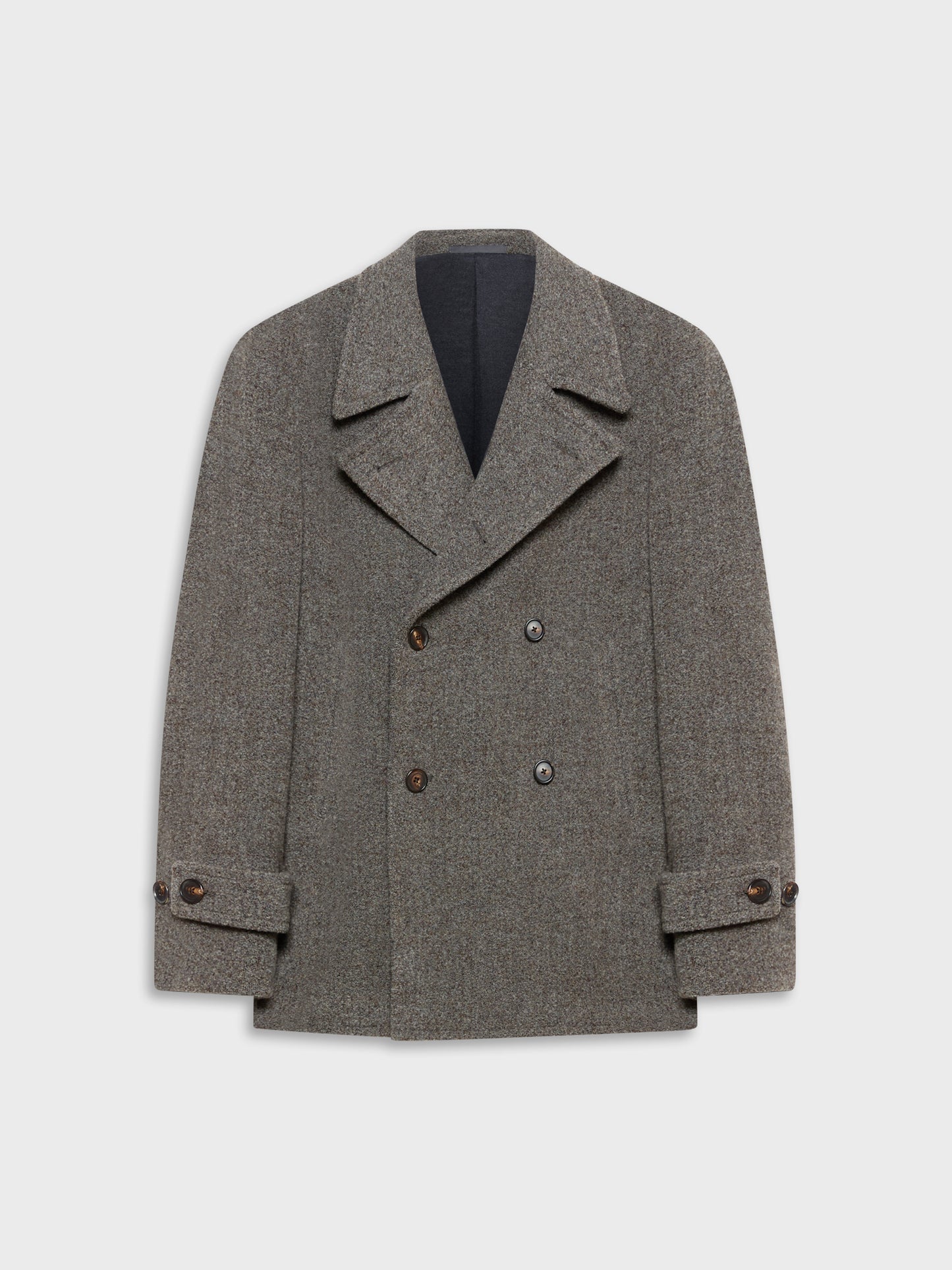 Caruso Menswear Abbigliamento Uomo Outerwear Peacot in lana boucle grigio look 2