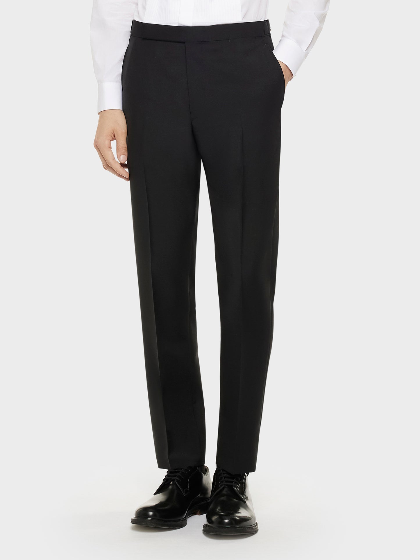 Trousers in black wool and mohair