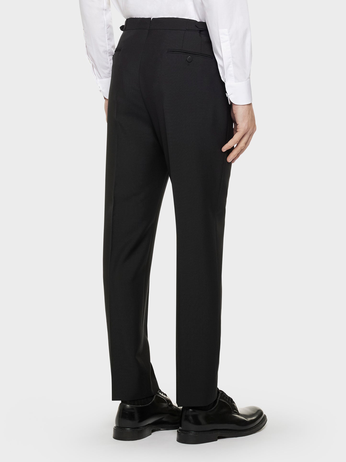 Trousers in black wool and mohair