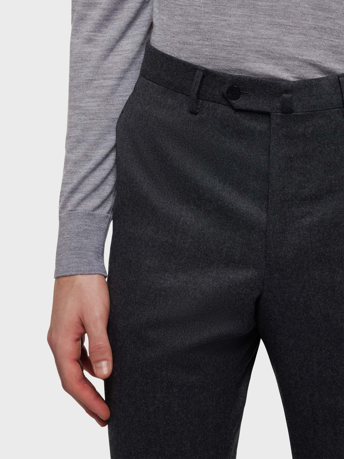 Caruso Menswear Abbigliamento Uomo Pantalone in flanella di lana grigio dettaglio