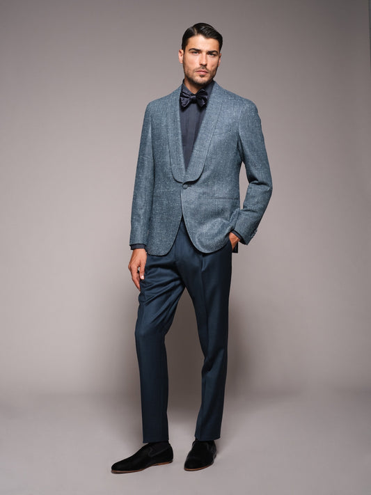 Pantalone regular fit in lana blu