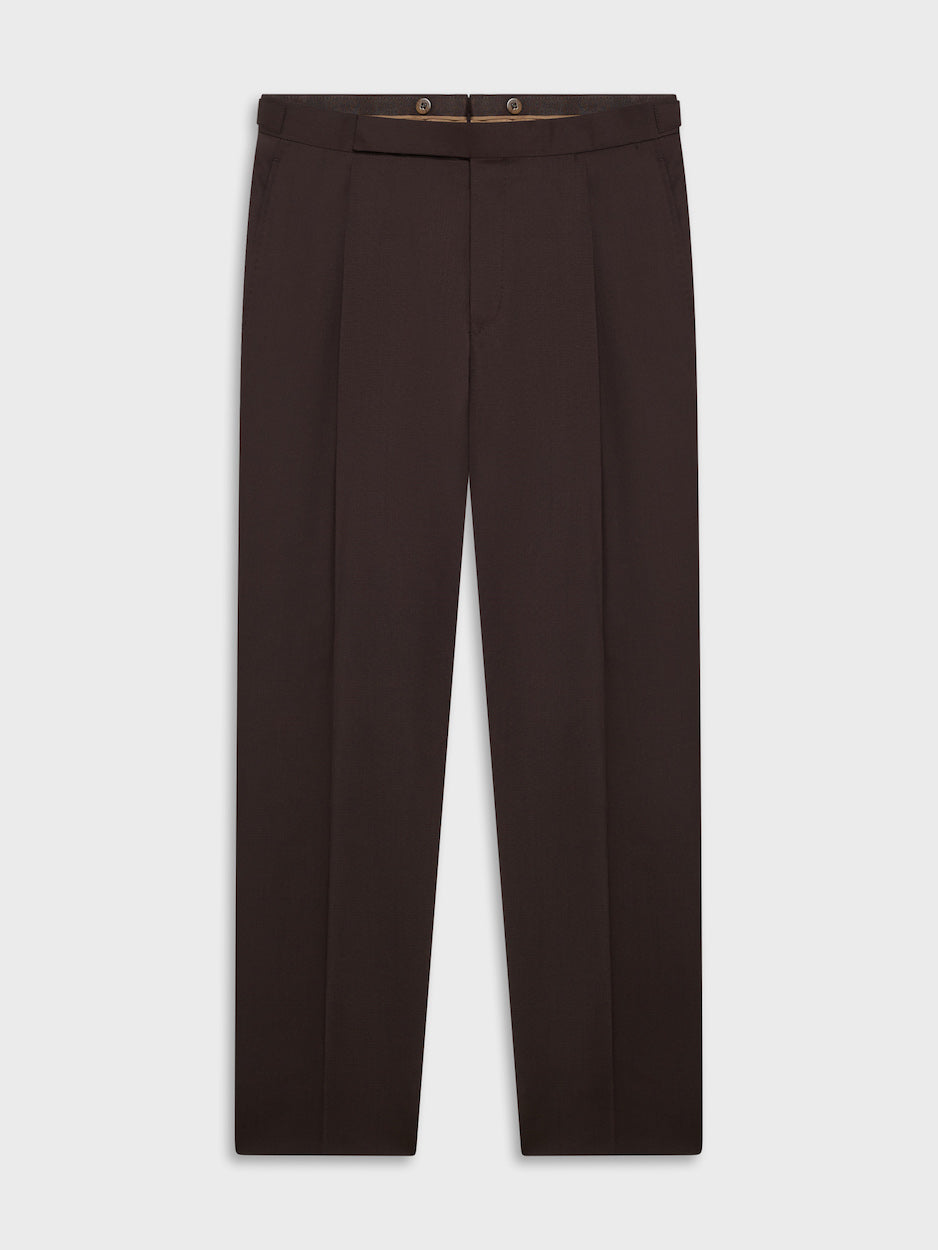 Brown Dress Trousers in Wool Barathea