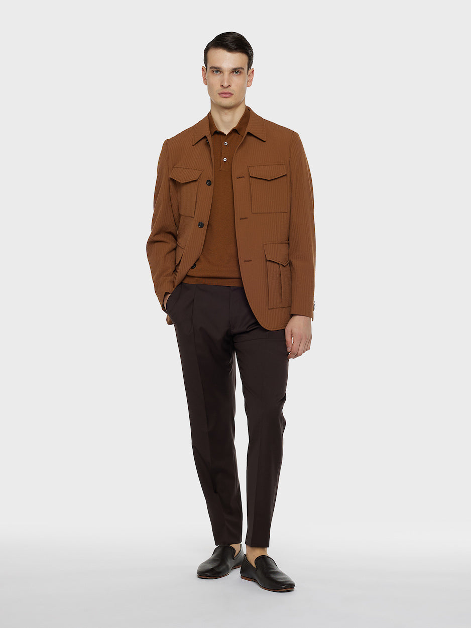 Brown Dress Trousers in Wool Barathea