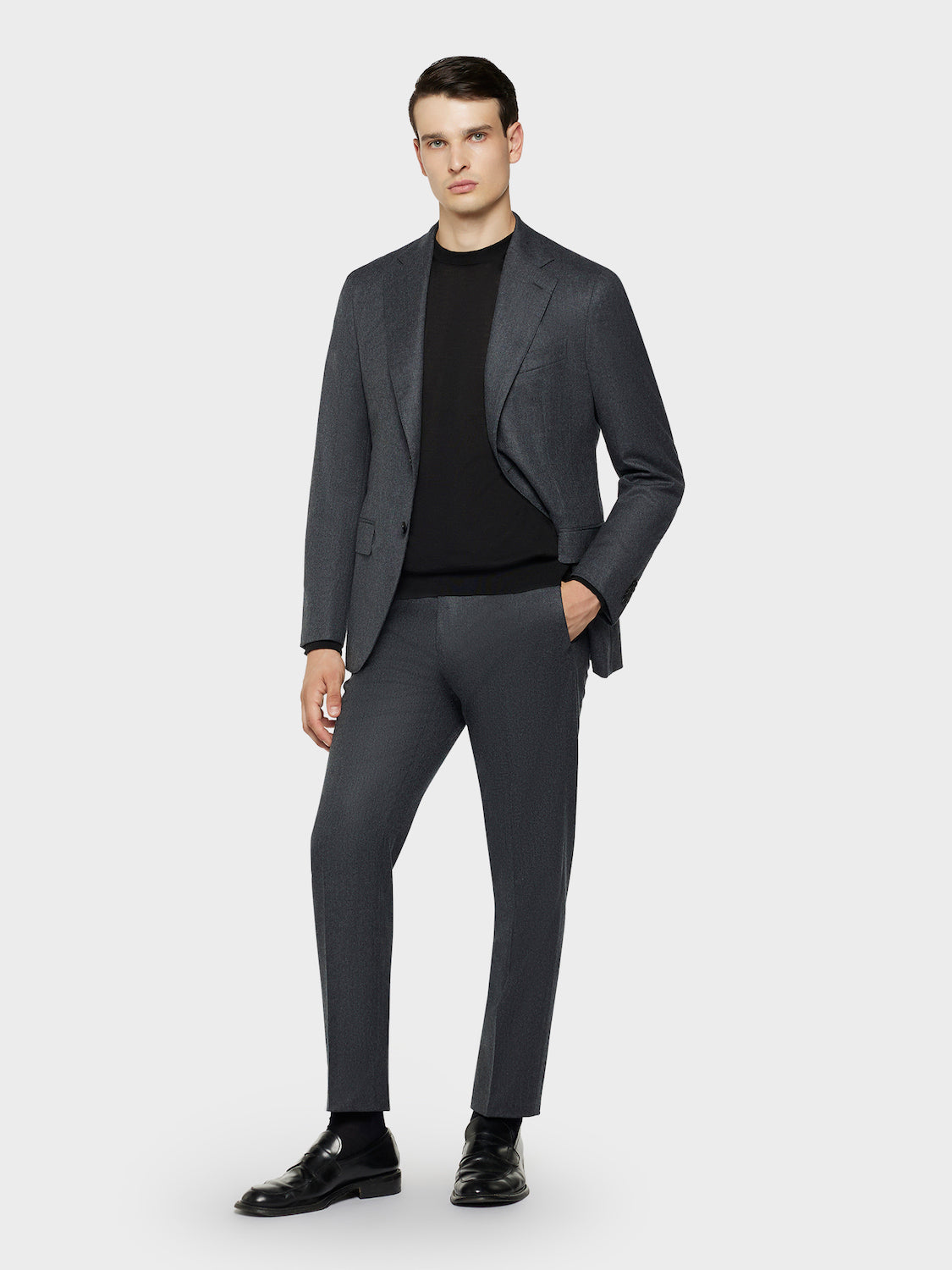 Caruso Menswear Abbigliamento Uomo Pantaloni Pantalone da giacca in flanella di lana grigia look 3