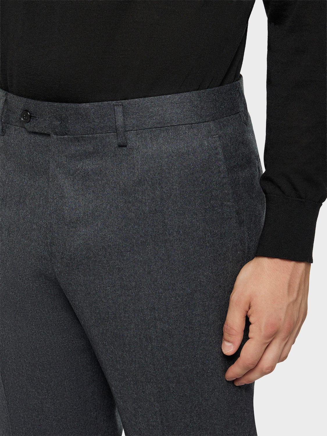 Caruso Menswear Abbigliamento Uomo Pantaloni Pantalone da giacca in flanella di lana grigia look 5