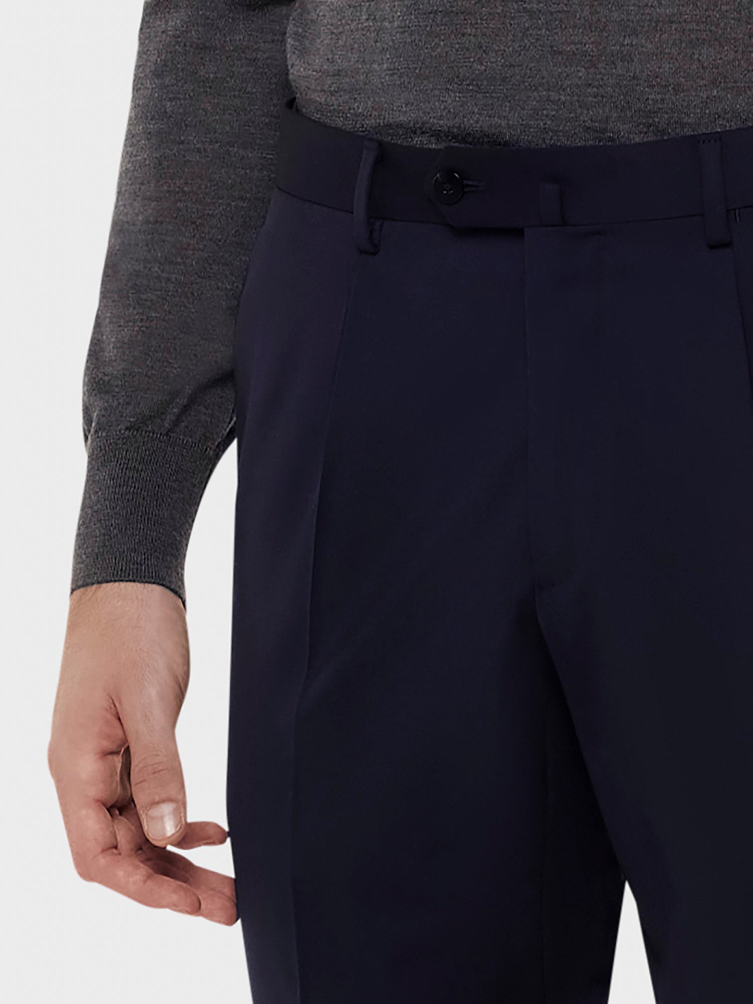 Caruso Menswear Abbigliamento Uomo Pantalone in lana tecnica blu dettaglio