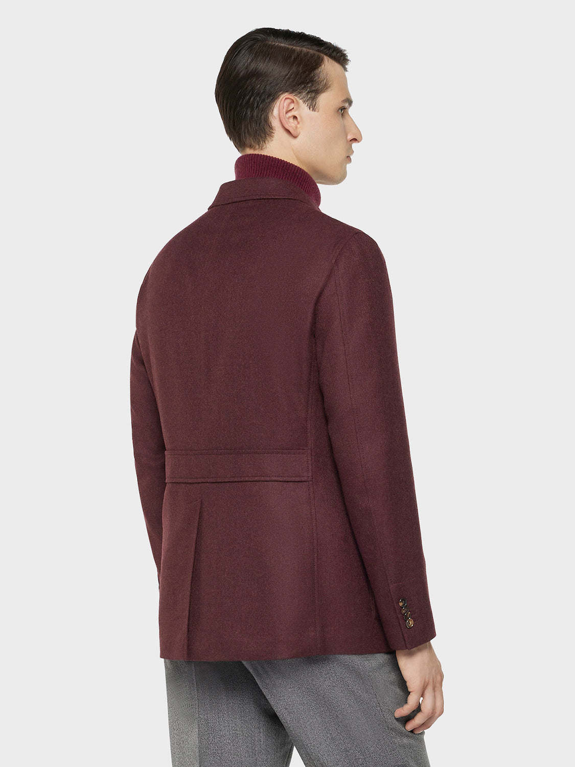 Caruso Menswear Abbigliamento Uomo Giacche Giacca sahariana in lana e cashmere bordeaux look 5