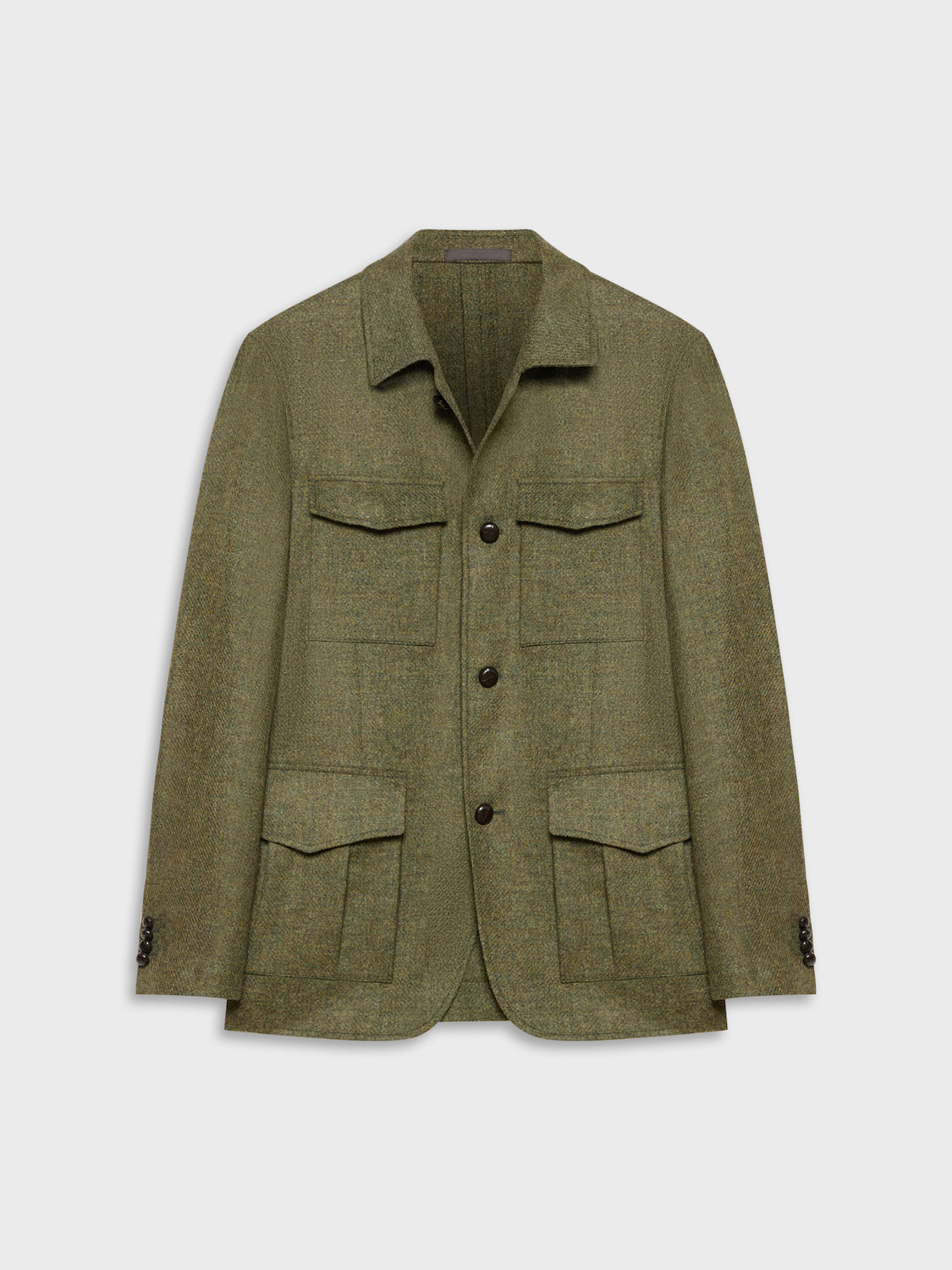 Caruso Menswear Abbigliamento Uomo Giacche Giacca sahariana in lana shetland verde look 2