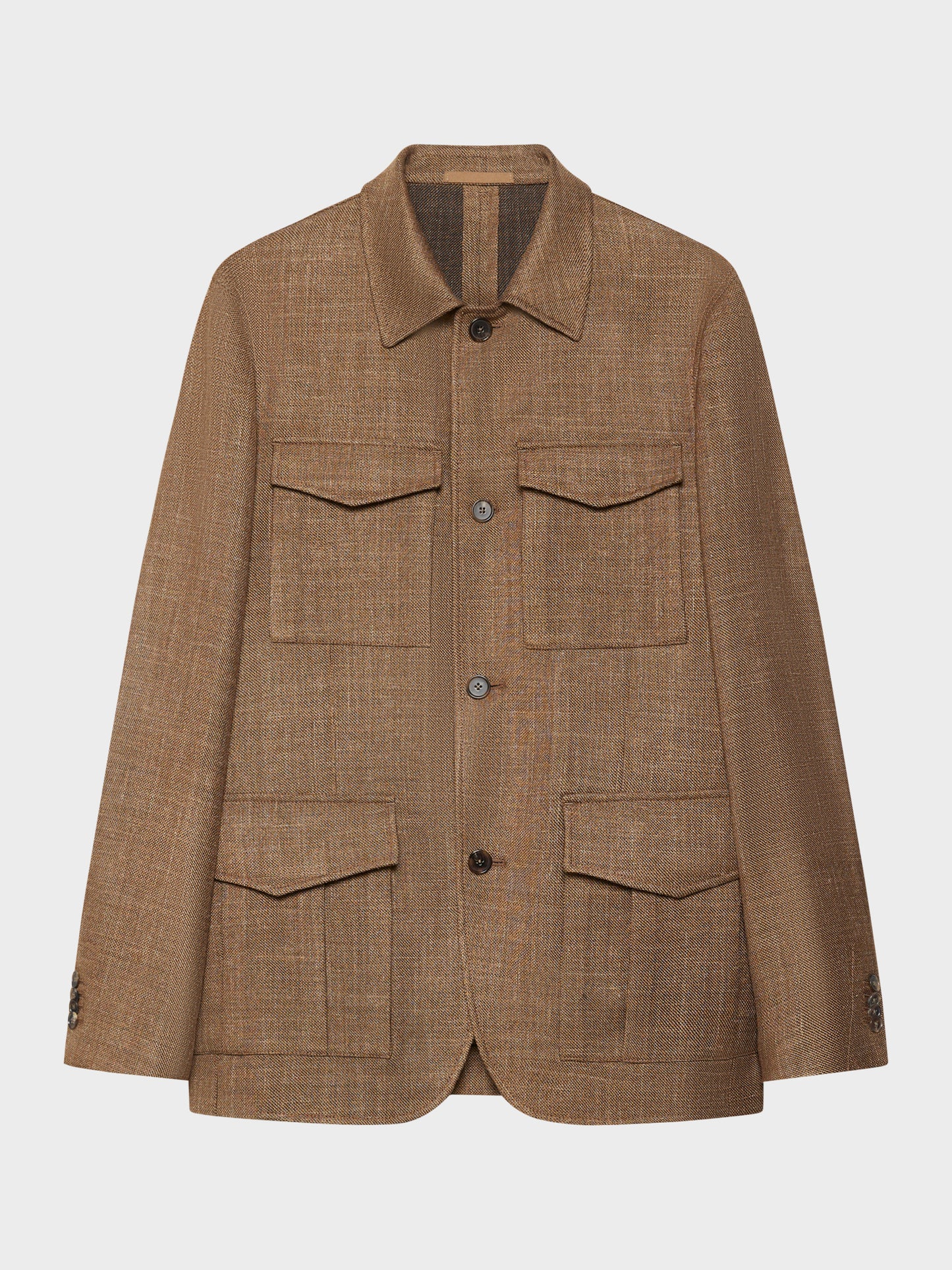 Safari jacket in beige wool, silk and linen blend