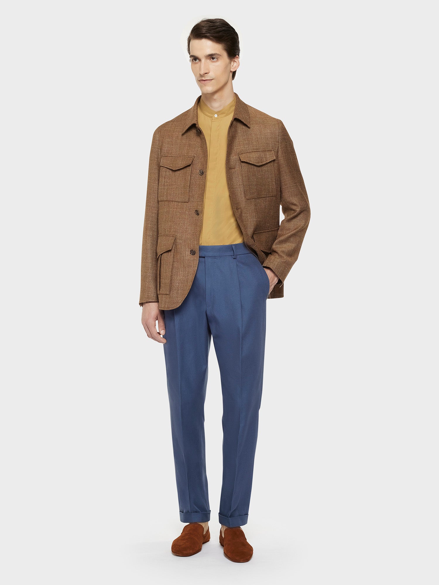 Safari jacket in beige wool, silk and linen blend Safari jacket in beige wool, silk and linen blend