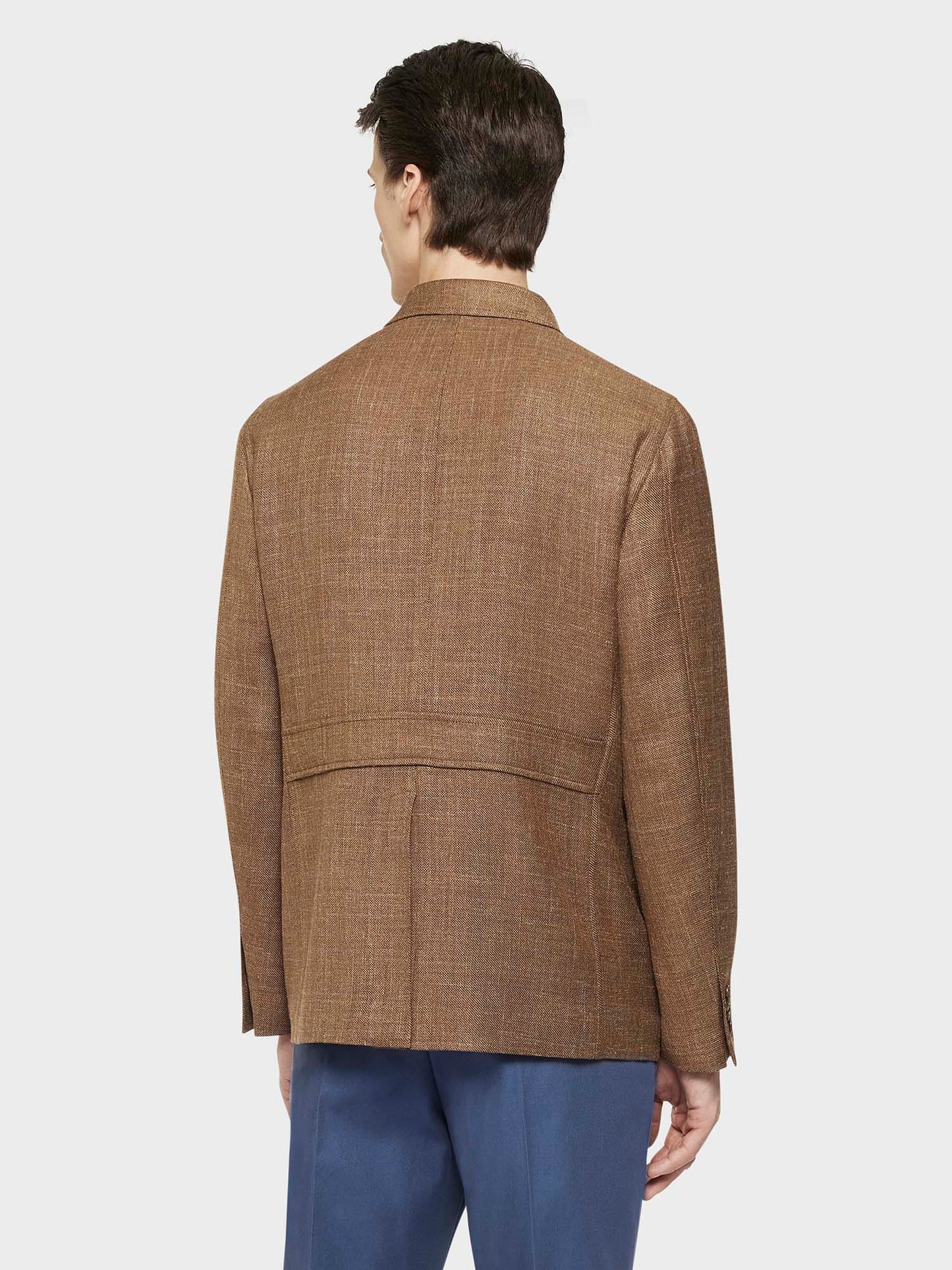 Safari jacket in beige wool, silk and linen blend