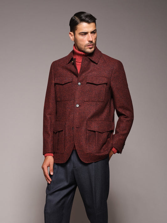 Saba safari jacket in burgundy wool