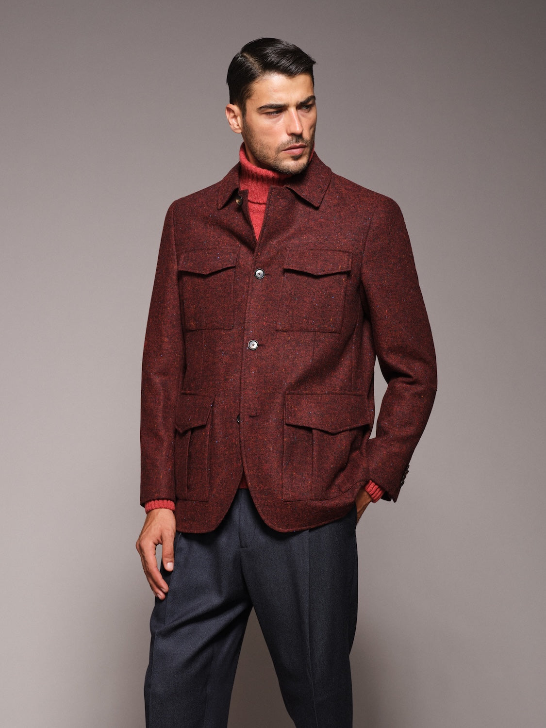 Giacca sahariana Saba in lana bordeaux