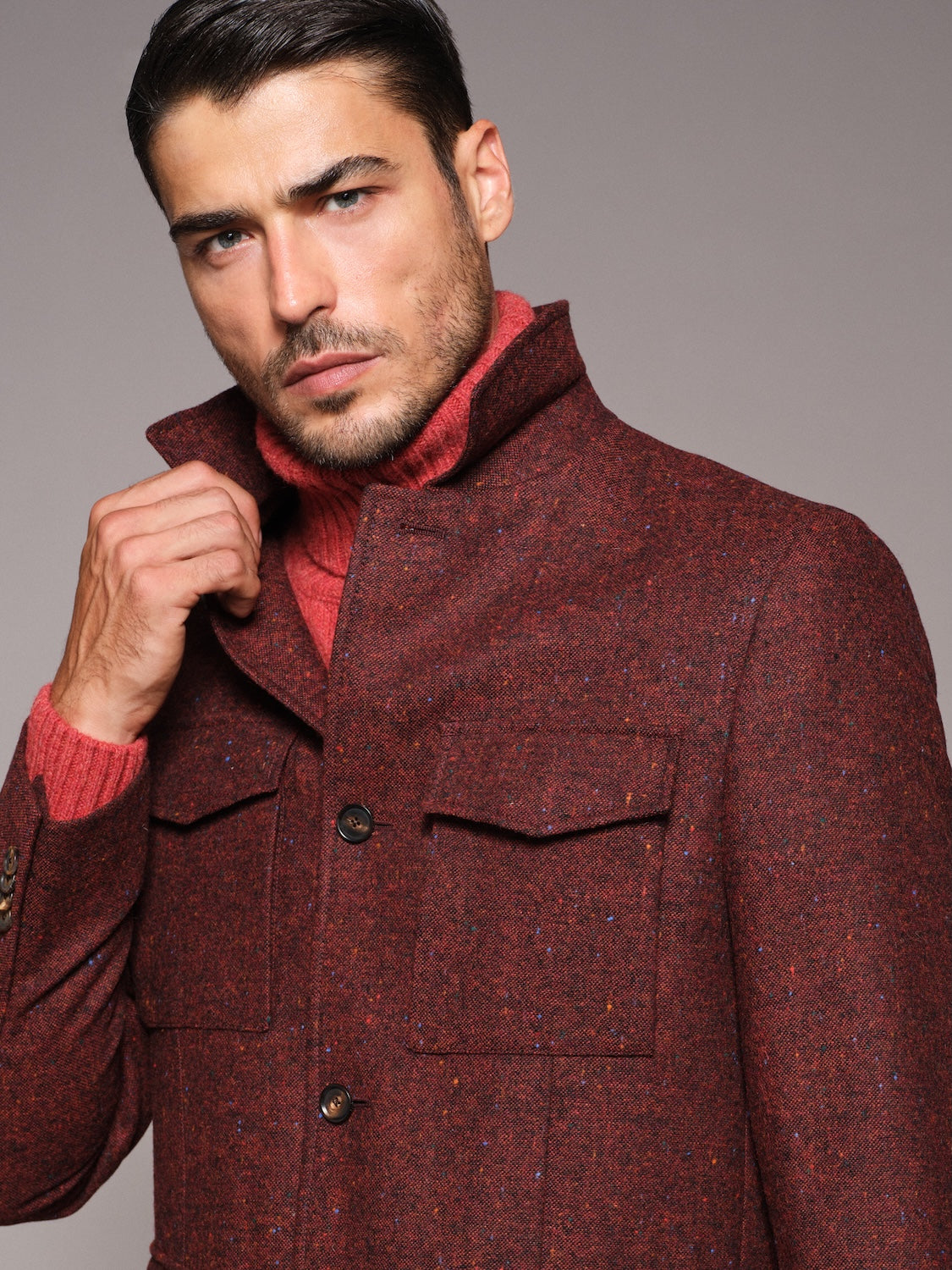 Giacca sahariana Saba in lana bordeaux