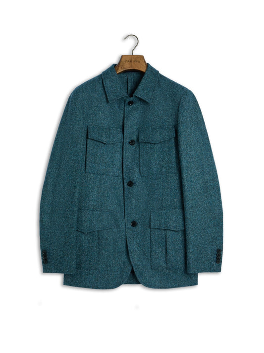 Saba safari jacket in blue alpaca, wool and silk 