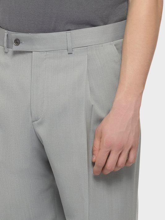 Pantalone slim fit in flanella di lana grigio