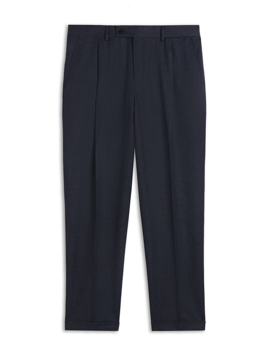 Comfort-fit trousers in blue denim-effect wool