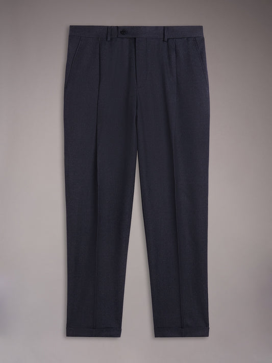 Comfort-fit trousers in blue denim-effect wool