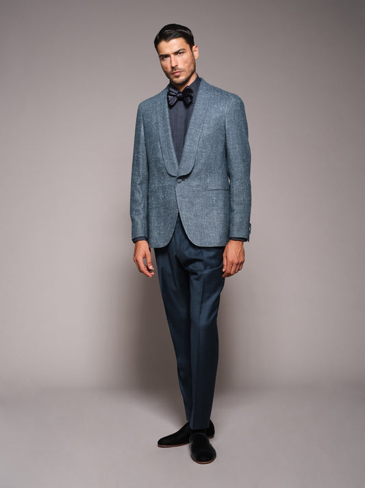 Camicia con plissé in cotone blu